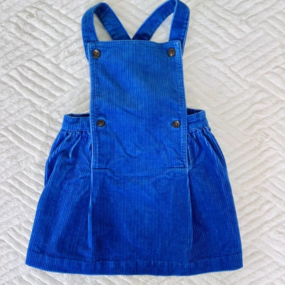 Ralph Lauren Baby Girls Size 12M Blue Corduroy Pinafore Overall Dress Cotton